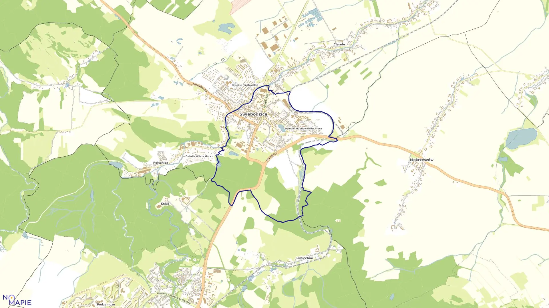 Mapa obrębu Śródmieście 3 w mieście Świebodzice